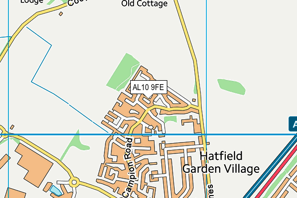 AL10 9FE map - OS VectorMap District (Ordnance Survey)