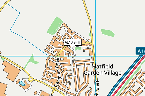 AL10 9FH map - OS VectorMap District (Ordnance Survey)