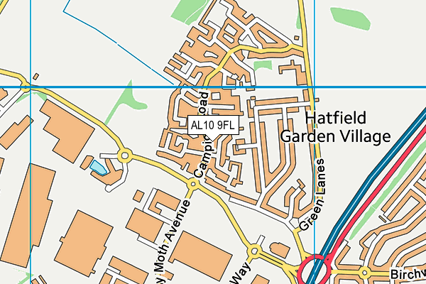 AL10 9FL map - OS VectorMap District (Ordnance Survey)