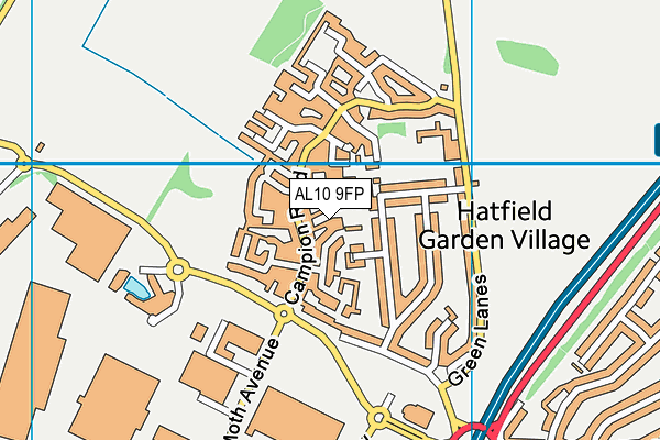 AL10 9FP map - OS VectorMap District (Ordnance Survey)