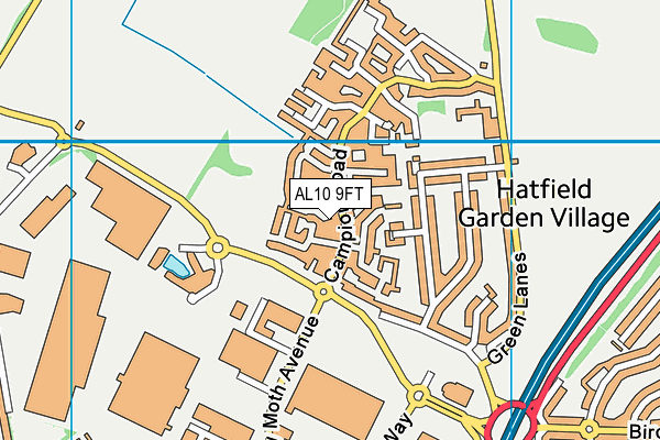 AL10 9FT map - OS VectorMap District (Ordnance Survey)