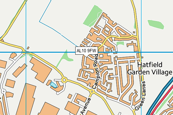 AL10 9FW map - OS VectorMap District (Ordnance Survey)