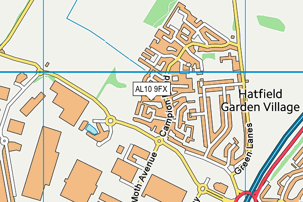 AL10 9FX map - OS VectorMap District (Ordnance Survey)