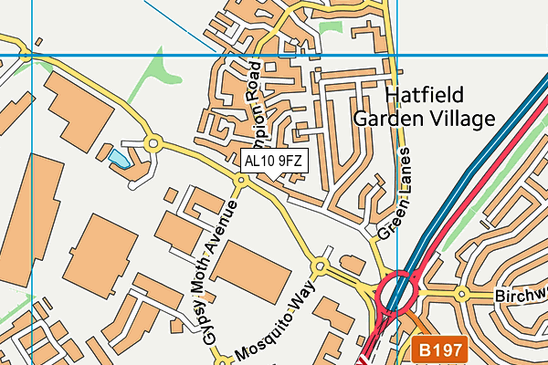 AL10 9FZ map - OS VectorMap District (Ordnance Survey)