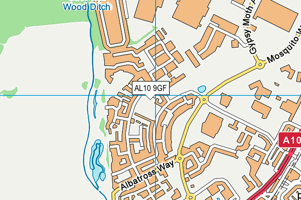 AL10 9GF map - OS VectorMap District (Ordnance Survey)