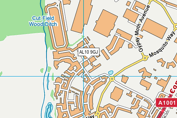 AL10 9GJ map - OS VectorMap District (Ordnance Survey)