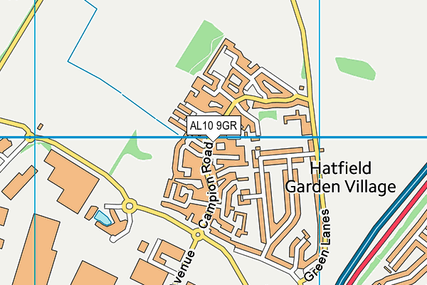 AL10 9GR map - OS VectorMap District (Ordnance Survey)