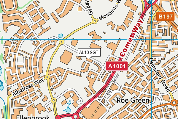 AL10 9GT map - OS VectorMap District (Ordnance Survey)