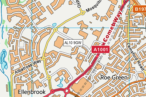 AL10 9GW map - OS VectorMap District (Ordnance Survey)