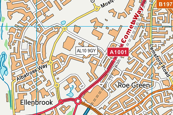 AL10 9GY map - OS VectorMap District (Ordnance Survey)