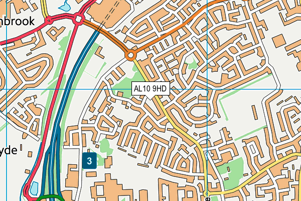 AL10 9HD map - OS VectorMap District (Ordnance Survey)