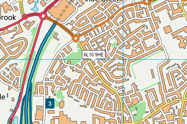 AL10 9HE map - OS VectorMap District (Ordnance Survey)