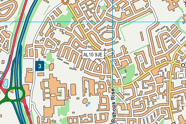 AL10 9JE map - OS VectorMap District (Ordnance Survey)