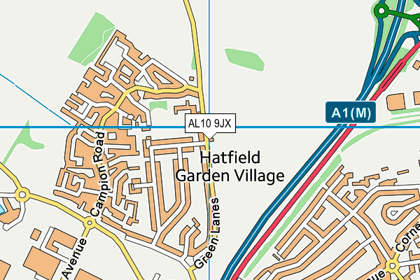 AL10 9JX map - OS VectorMap District (Ordnance Survey)