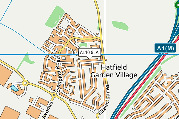 AL10 9LA map - OS VectorMap District (Ordnance Survey)