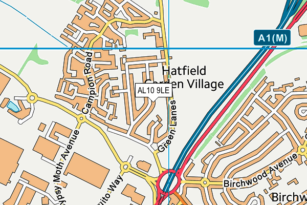 AL10 9LE map - OS VectorMap District (Ordnance Survey)