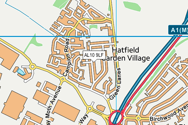 AL10 9LF map - OS VectorMap District (Ordnance Survey)