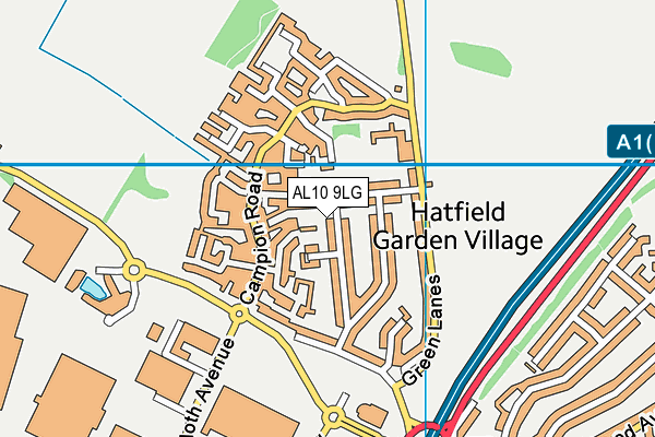 AL10 9LG map - OS VectorMap District (Ordnance Survey)