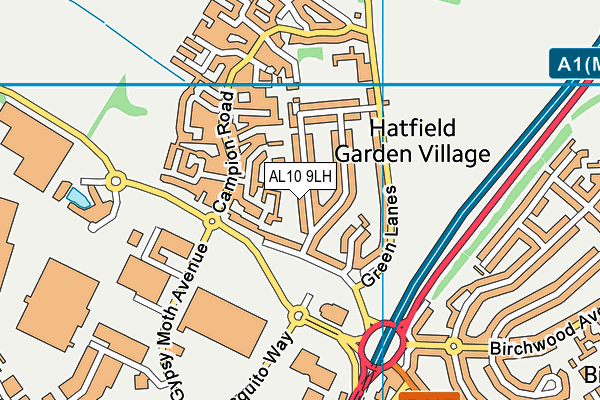 AL10 9LH map - OS VectorMap District (Ordnance Survey)