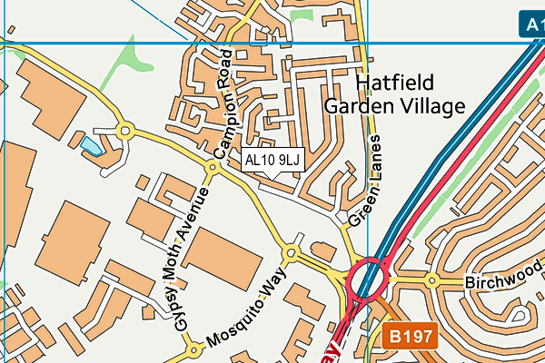 AL10 9LJ map - OS VectorMap District (Ordnance Survey)