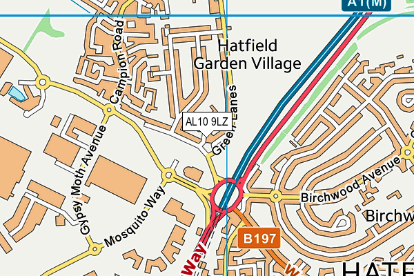 AL10 9LZ map - OS VectorMap District (Ordnance Survey)