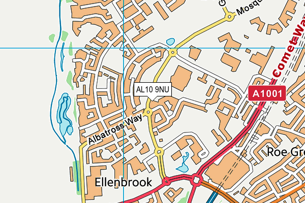 AL10 9NU map - OS VectorMap District (Ordnance Survey)