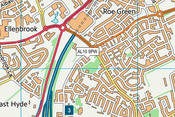 AL10 9PW map - OS VectorMap District (Ordnance Survey)