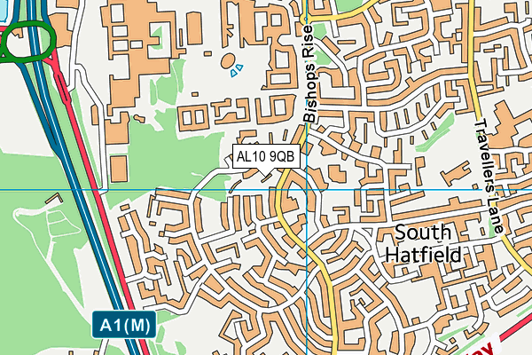 AL10 9QB map - OS VectorMap District (Ordnance Survey)