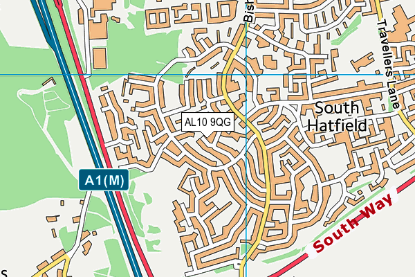AL10 9QG map - OS VectorMap District (Ordnance Survey)