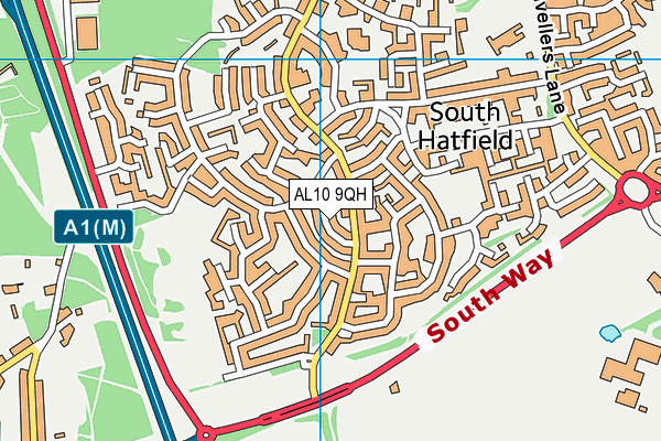 AL10 9QH map - OS VectorMap District (Ordnance Survey)