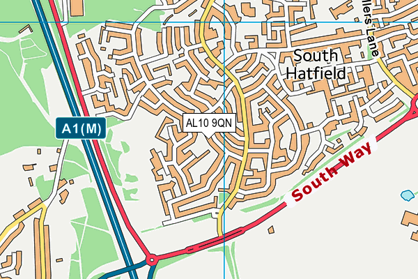 AL10 9QN map - OS VectorMap District (Ordnance Survey)