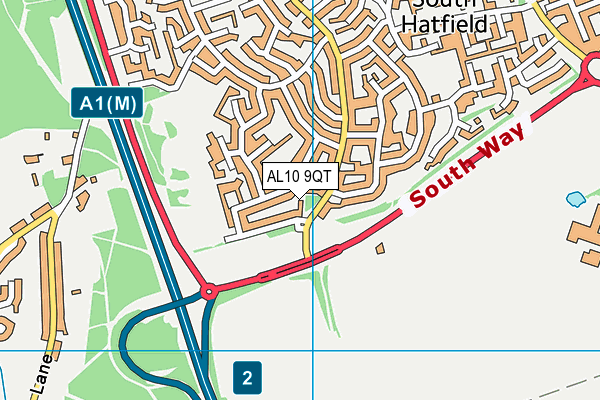 AL10 9QT map - OS VectorMap District (Ordnance Survey)