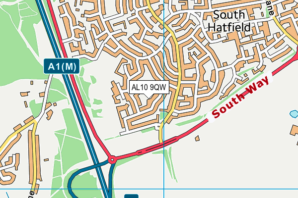 AL10 9QW map - OS VectorMap District (Ordnance Survey)