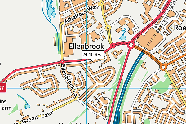 AL10 9RJ map - OS VectorMap District (Ordnance Survey)