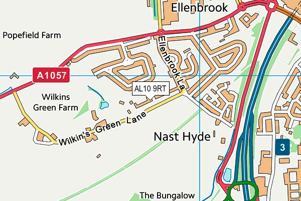 AL10 9RT map - OS VectorMap District (Ordnance Survey)