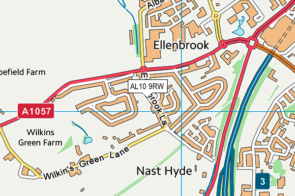 AL10 9RW map - OS VectorMap District (Ordnance Survey)