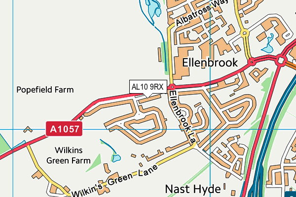 AL10 9RX map - OS VectorMap District (Ordnance Survey)