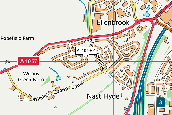 AL10 9RZ map - OS VectorMap District (Ordnance Survey)