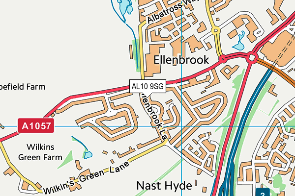 AL10 9SG map - OS VectorMap District (Ordnance Survey)