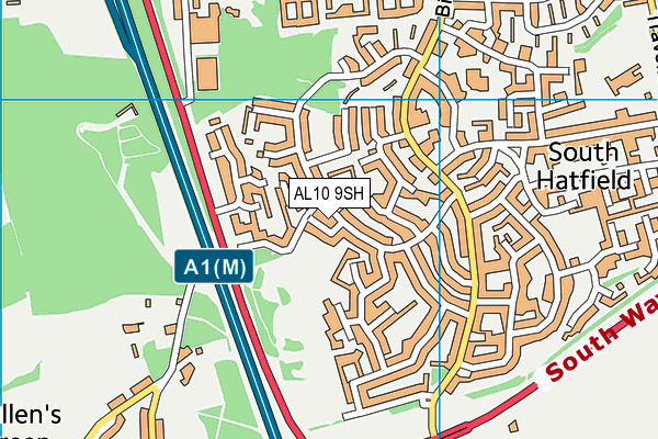 AL10 9SH map - OS VectorMap District (Ordnance Survey)