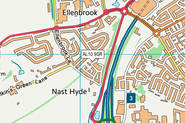 AL10 9SR map - OS VectorMap District (Ordnance Survey)