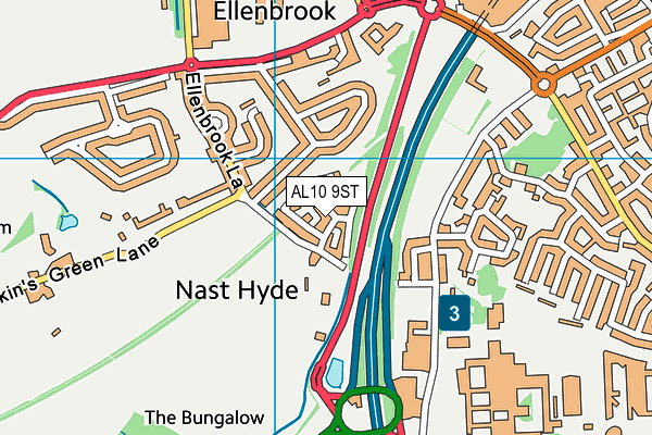 AL10 9ST map - OS VectorMap District (Ordnance Survey)