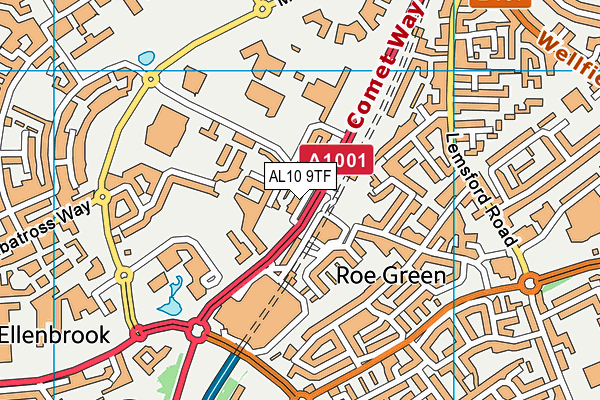 AL10 9TF map - OS VectorMap District (Ordnance Survey)