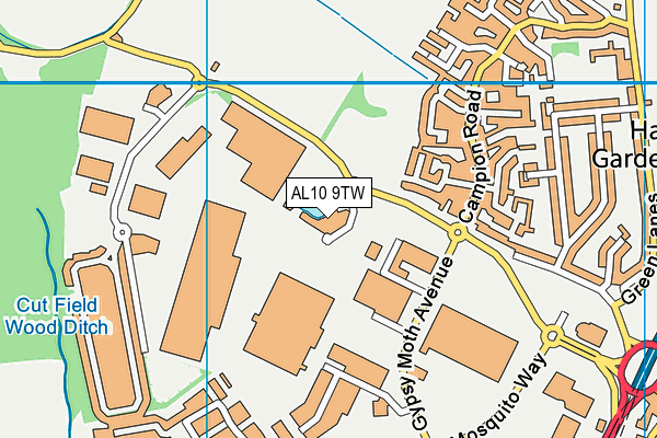 AL10 9TW map - OS VectorMap District (Ordnance Survey)