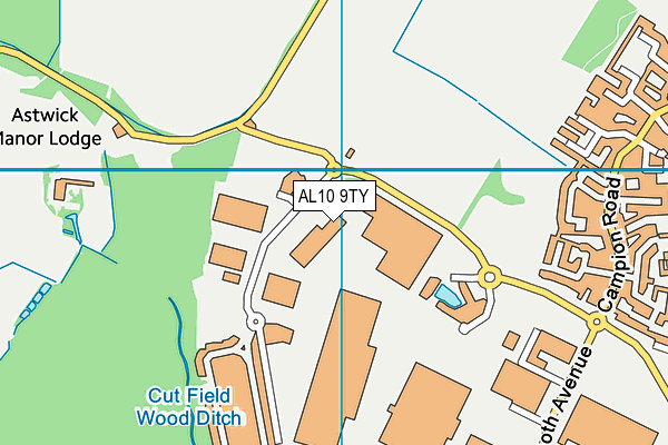 AL10 9TY map - OS VectorMap District (Ordnance Survey)