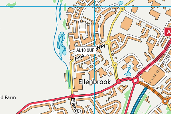 AL10 9UF map - OS VectorMap District (Ordnance Survey)