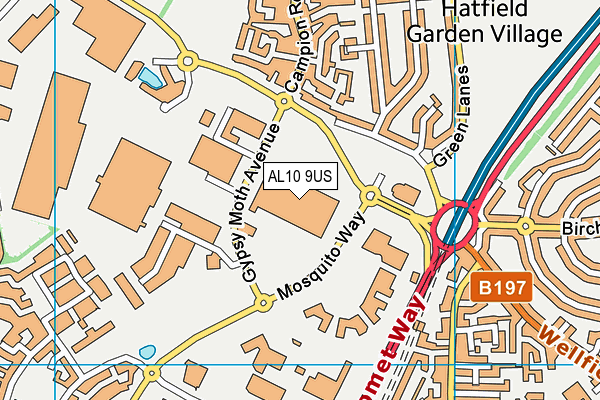 AL10 9US map - OS VectorMap District (Ordnance Survey)