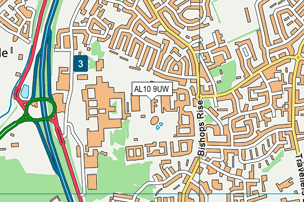 AL10 9UW map - OS VectorMap District (Ordnance Survey)