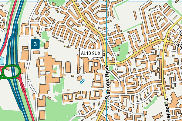 AL10 9UX map - OS VectorMap District (Ordnance Survey)