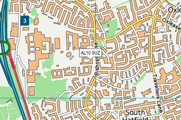 AL10 9UZ map - OS VectorMap District (Ordnance Survey)